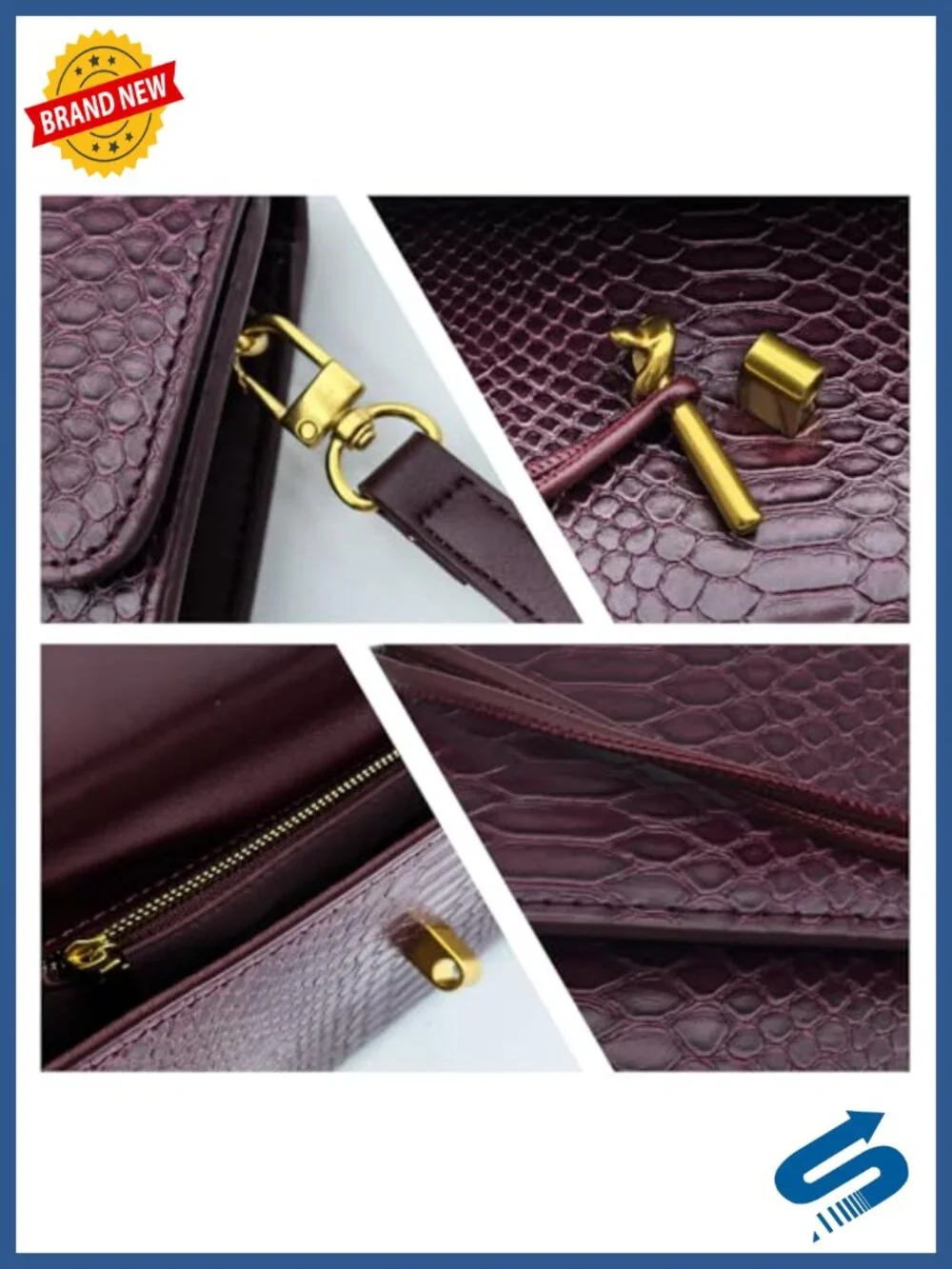Formal Clutch Purse for Women Crocodile Grain PU Leather Convertible Shoulder